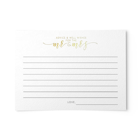 50 Newlywed Advice Cards, Gold Foil