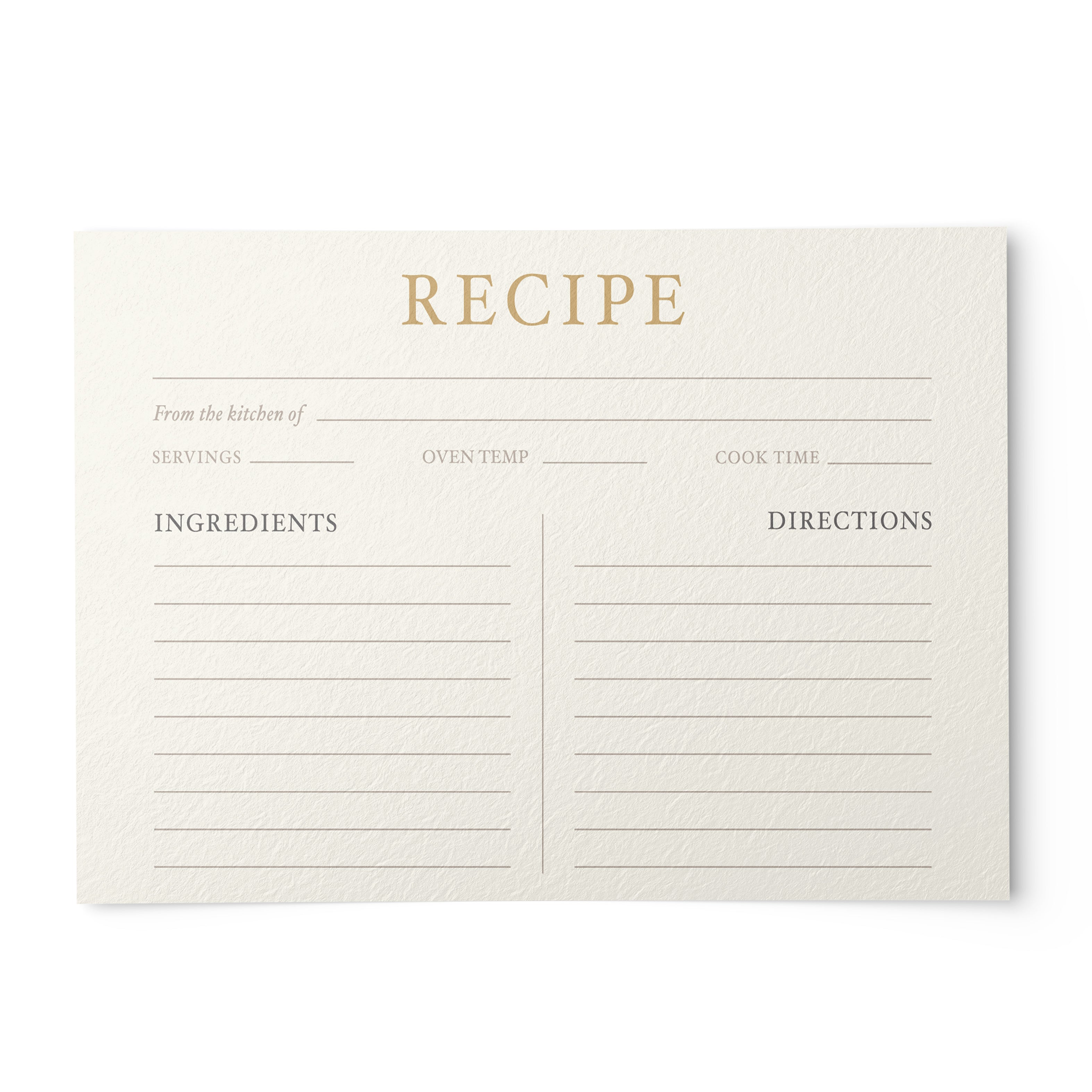 Elegant Recipe Cards 4x6 inches, Set of 50