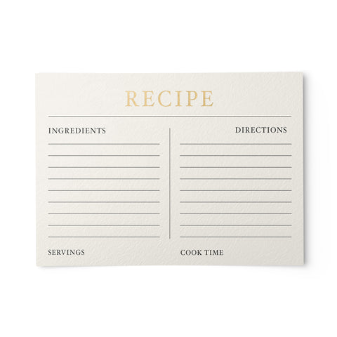 48 Matte Gold and Ivory Recipe Cards, 4x6 inches