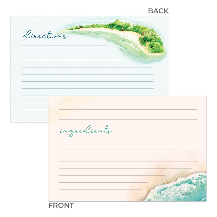 Beach Recipe Cards, Set of 48, 4x6 inches, Water Resistant - dashleigh - Recipe Card