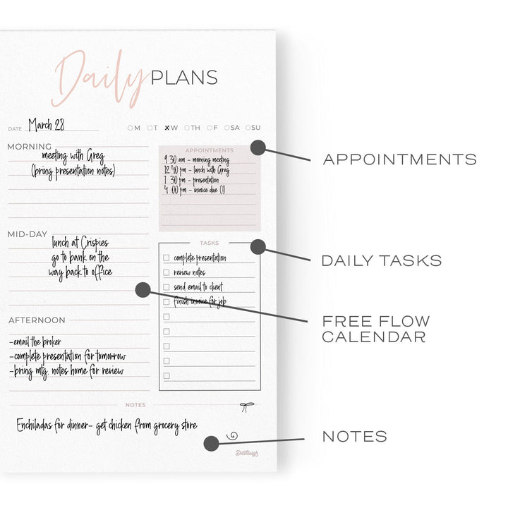 Blush Daily Planner Notepad, 5.5 x 8.5 in - dashleigh - Notepads