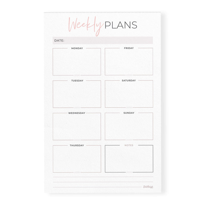 Blush Weekly Plans Notepad, 5.5 x 8.5 inches - dashleigh - Notepads