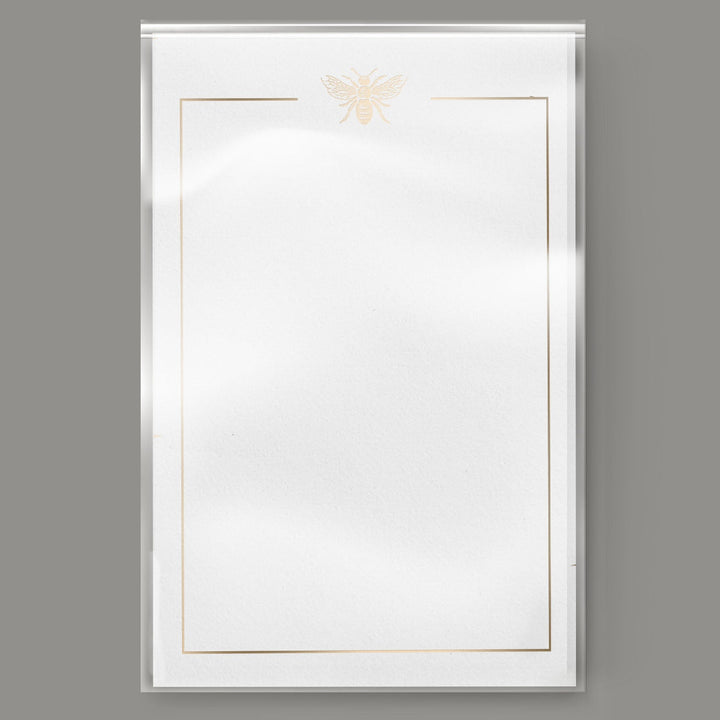 Gold Foil Bee Notepad, Blank, 100 Sheets, 5.5 x 8.5 inches - dashleigh - Notepads