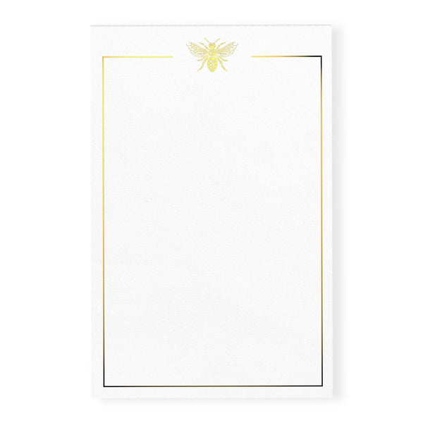 Gold Foil Bee Notepad, Blank, 100 Sheets, 5.5 x 8.5 inches - dashleigh - Notepads