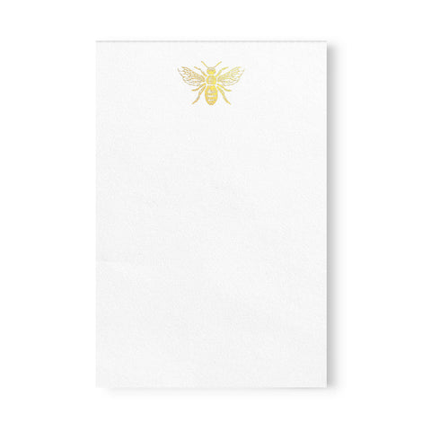 Gold Foil Bee Notepad, Blank, 4 x 6 inches