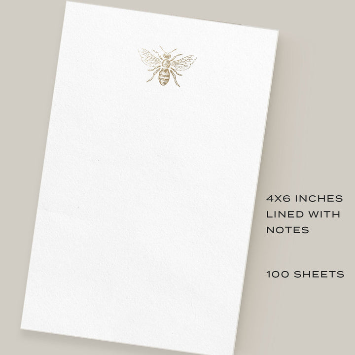 Gold Foil Bee Notepad, Blank, 4 x 6 inches - dashleigh - Notepads