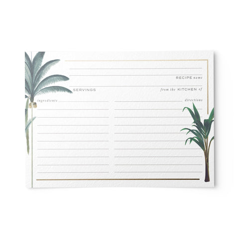Gold Foil Tropical Palms Recipe Cards