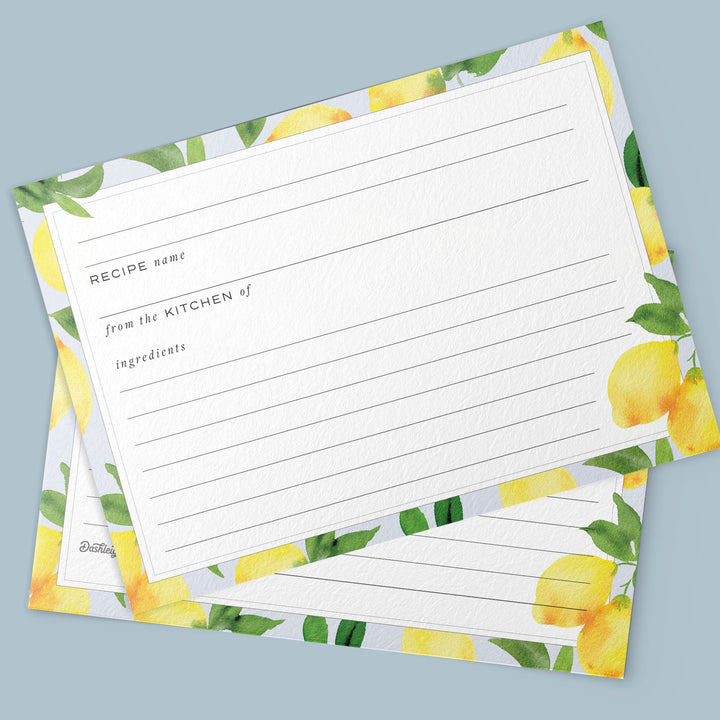 Modern Lemon Recipe Cards, Set of 48, 4x6 inches - dashleigh - Recipe Card