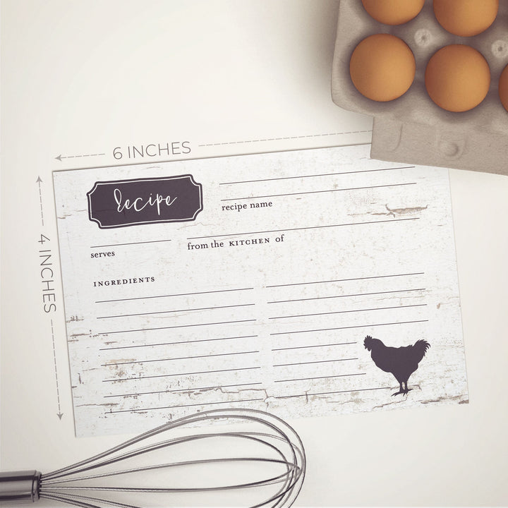 Rustic Farmhouse Chicken Recipe Cards, Water Resistant - dashleigh - Recipe Card