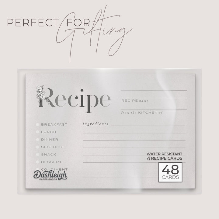 Rustic Recipe Cards, Set of 48, 4x6 inches, Water Resistant - dashleigh - Recipe Card