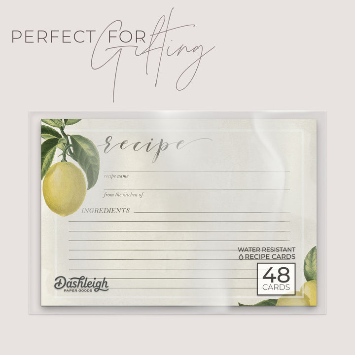 Vintage Lemon Recipe Cards, Set of 48, 4x6 inches, Water Resistant - dashleigh - Recipe Card