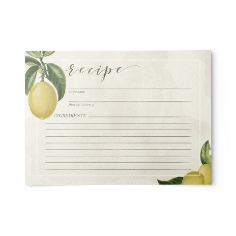 Vintage Lemon Recipe Cards, Set of 48, 4x6 inches, Water Resistant