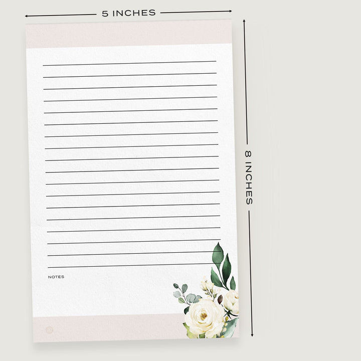 White + Blush Notepad, Lined, 5.5 x 8.5 in - dashleigh - Notepads