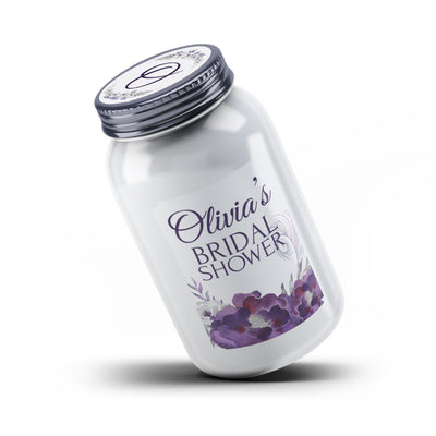 Free Purple Floral Mason Jar Bridal Shower Labels