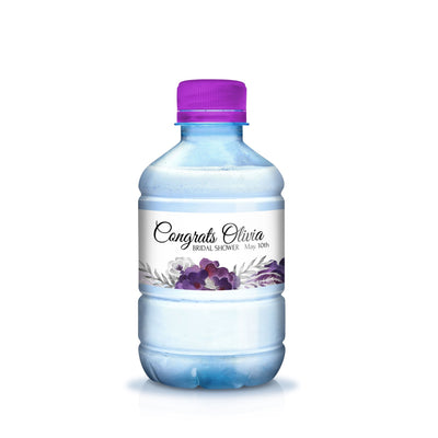 Free Purple Floral Water Bottle Label Printable