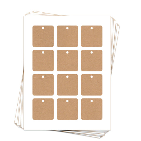 Printable Die Cut Square Hangtags, 2x2 in.