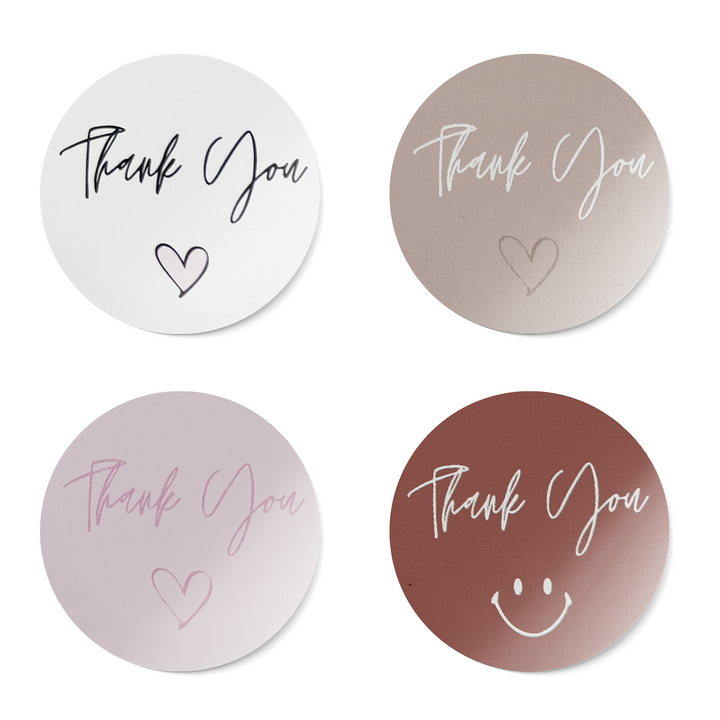 500 Neutral Tone Thank You Stickers on a Roll, 1-inch - Stickers- dashleigh