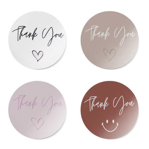 500 Neutral Tone Thank You Stickers on a Roll, 1-inch