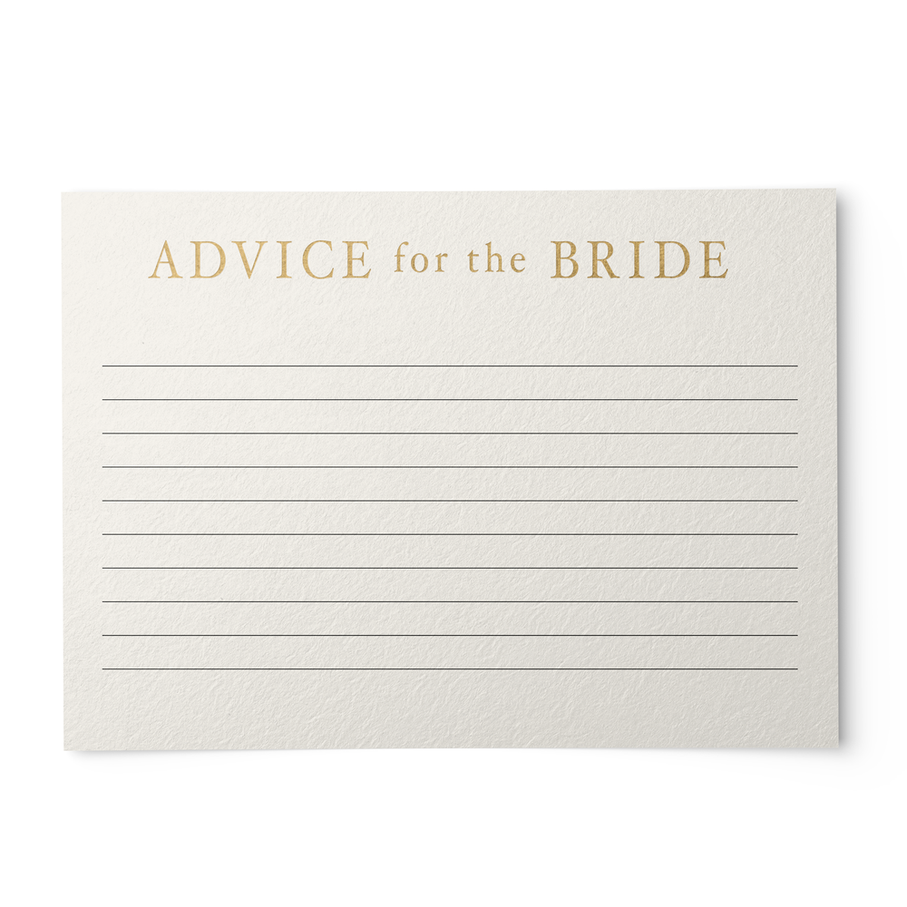 48 Bridal Advice Recipe Cards, Gold & Ivory, 4x6 inches