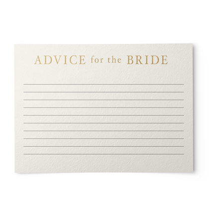 48 Bridal Advice Recipe Cards, Gold & Ivory, 4x6 inches