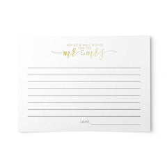 50 Newlywed Advice Cards, Gold Foil
