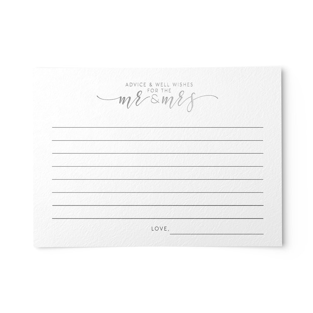 50 Newlywed Advice Cards, Silver Foil