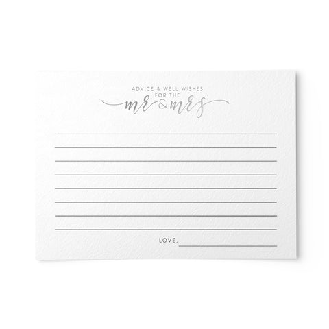 50 Newlywed Advice Cards, Silver Foil