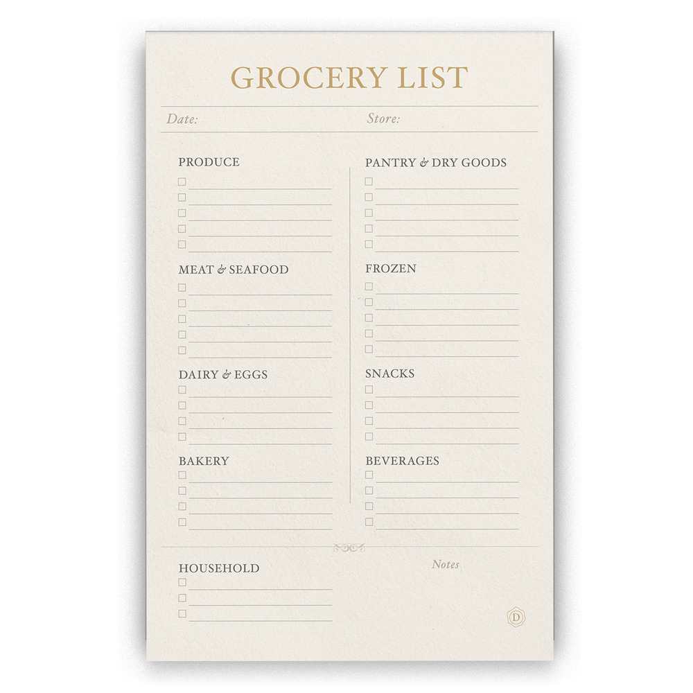 Grocery List Notepad - 50 Sheets, Categorized by Aisle