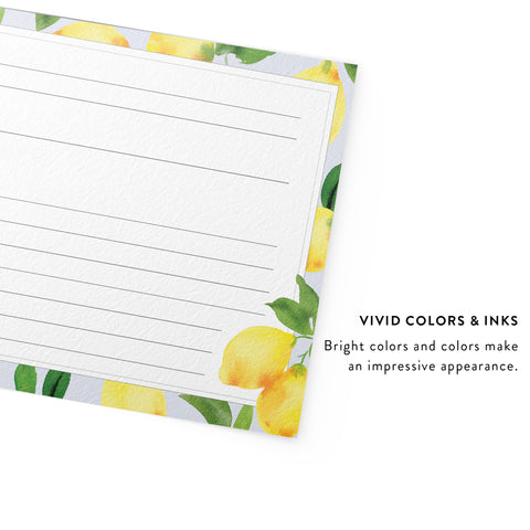 Modern Lemon Recipe Cards, Set of 48, 4x6 inches