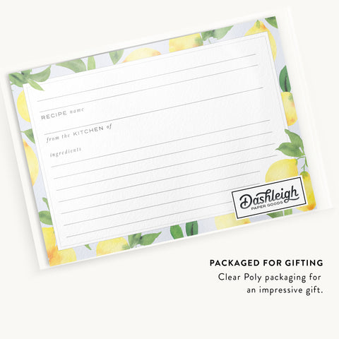 Modern Lemon Recipe Cards, Set of 48, 4x6 inches