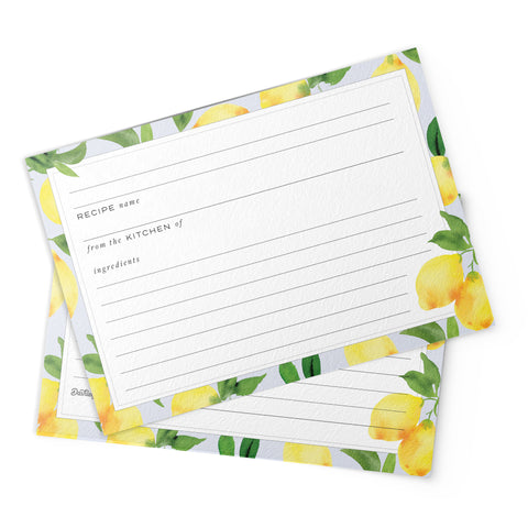 Modern Lemon Recipe Cards, Set of 48, 4x6 inches