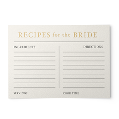 48 Bridal Recipe Cards, Gold & Ivory, 4x6 inches