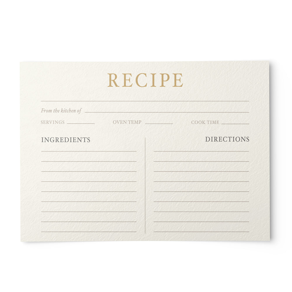 Elegant Recipe Cards 4x6 inches, Set of 50