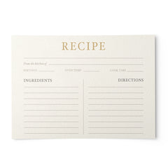 Elegant Recipe Cards 4x6 inches, Set of 50