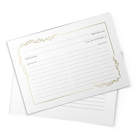 Foil Floral Border Recipe Cards, 4x6 in.