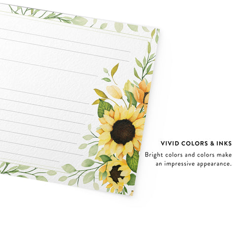 Modern Sunflowers Recipe Cards, Set of 48, 4x6 inches