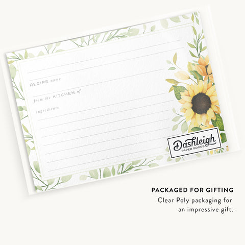 Modern Sunflowers Recipe Cards, Set of 48, 4x6 inches