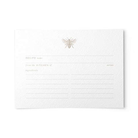 Gold Bee Recipe Cards, Water Resistant