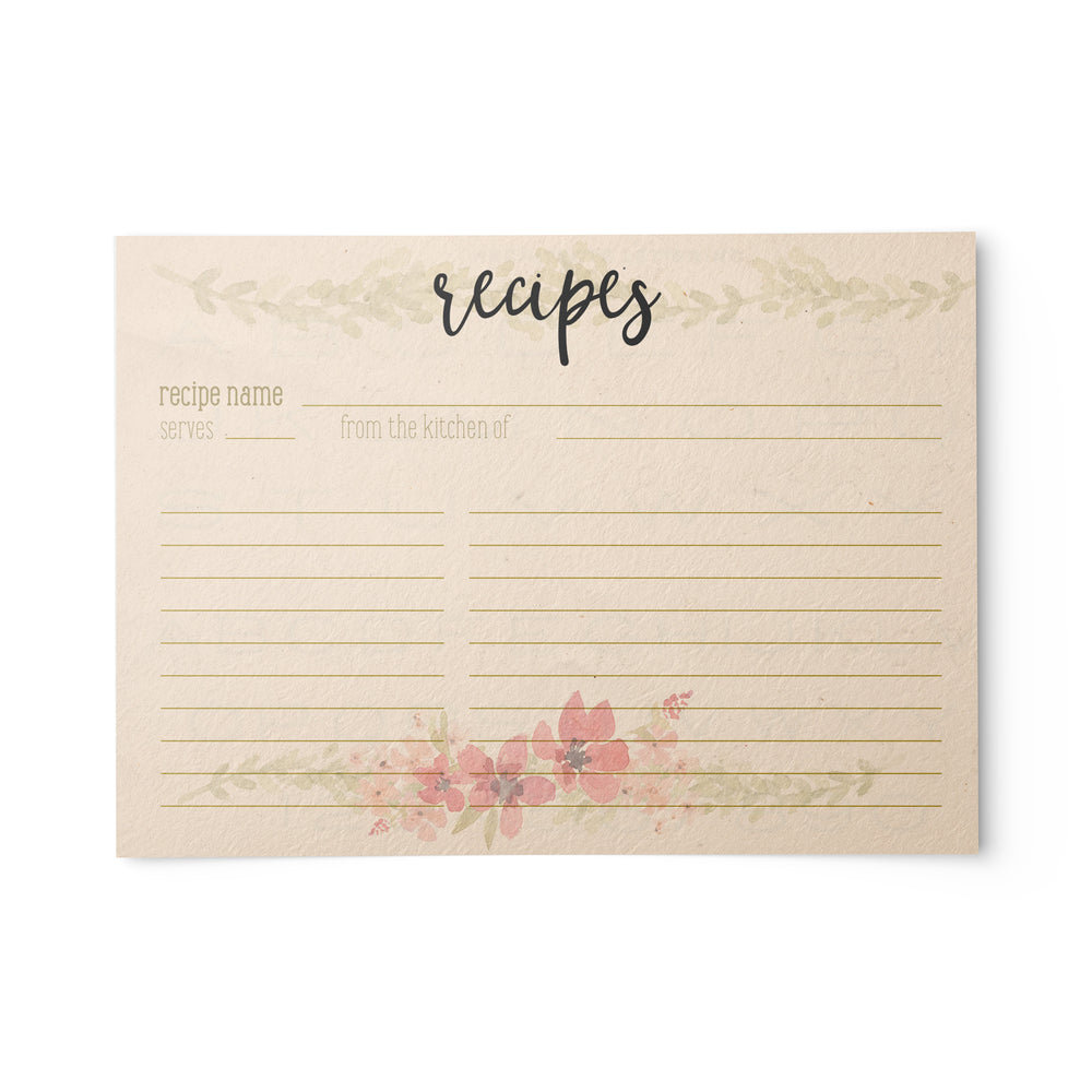 Vintage Floral Recipe Card Set, Water Resistant