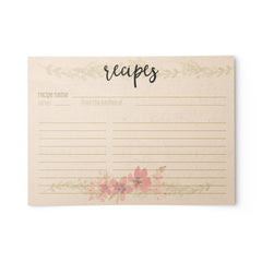 Floral Vintage Recipe Cards, Set of 48, 4x6 inches, Water Resistant