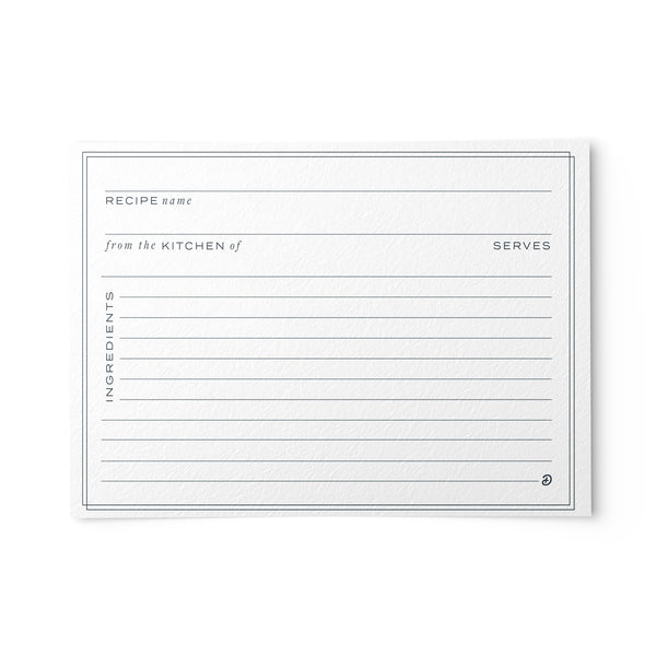 Minimal Recipe Cards, Set of 48, 4x6 inches