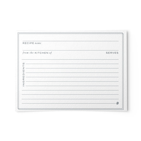 Minimal Recipe Cards, Set of 48, 4x6 inches