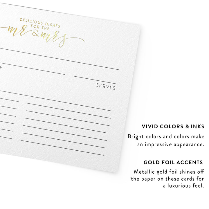 Bridal Shower Recipe Cards Angled to Shower Foil Options