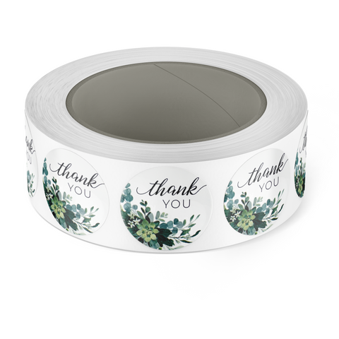 500 Succulent Thank You Stickers on a Roll, 1-inch