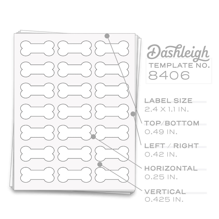 105 Dog Bone Shaped Labels, 2.4 x 1.1 in. - dashleigh - Labels