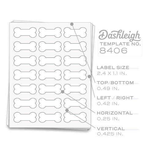 Dog Bone Shaped Labels, 2.4 x 1.1 in. - [8406]