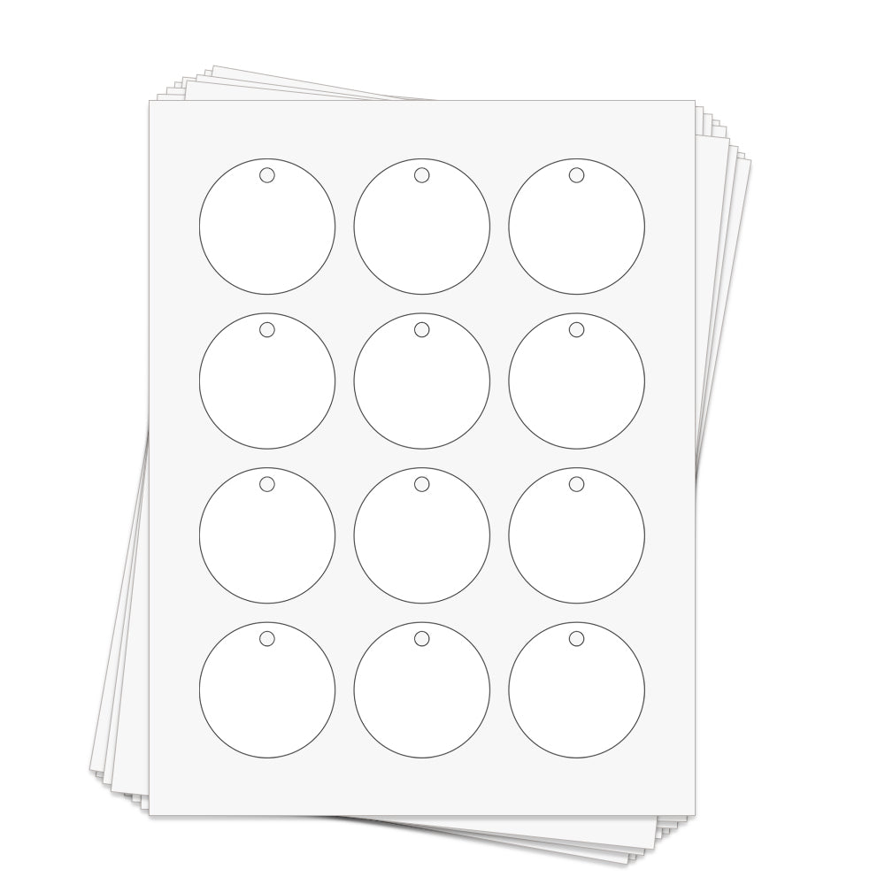 120 Printable Die Cut Circle Hangtags, 2 in. round