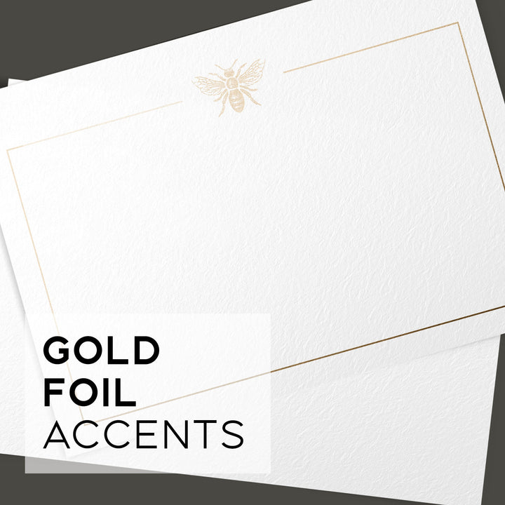 50 Bee Gold Foil Note Cards, 4x6 inches - dashleigh - Note Cards