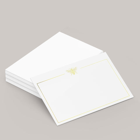 50 Bee Gold Foil Note Cards, 4x6 inches