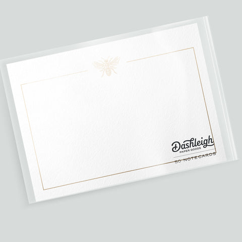 50 Bee Gold Foil Note Cards, 4x6 inches